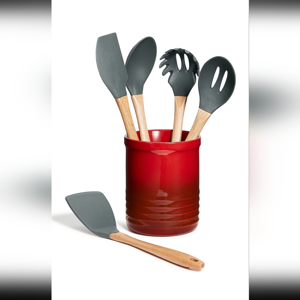 New! Martha Stewart Collection 5 piece utensil set and crock.